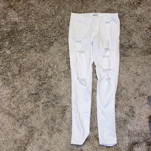 White ripped skinny jeans from fashion nova